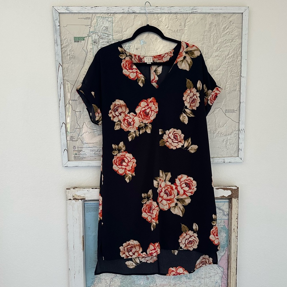 Floral Black Dress